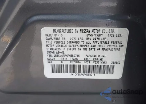 2015 Infiniti Q40 из США, поврежденный, VIN JN1CV6APXFM580715